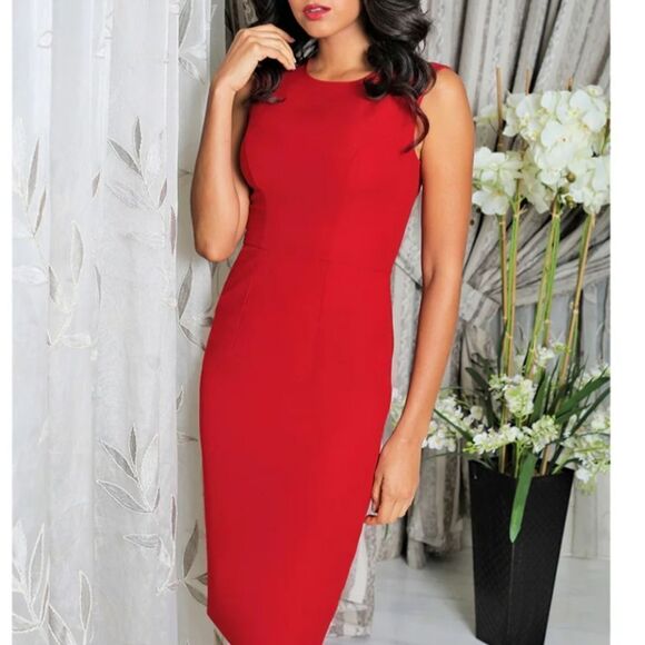 BRAND NEW STELLA &JULIE SLEEVELESS INVIBLE BACK ZIPPER ROUND NECK DRESS - Picture 1 of 16